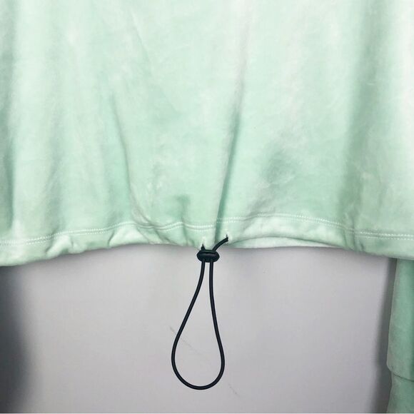 FOREVER 21 | Velvet Cropped 1/4 Zip Pullover Hoodie Pistachio Green Women’s M - Picture 6 of 10